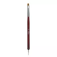 Кисть для геля POLE закругленная, коричневая + дотс, в тубе №6